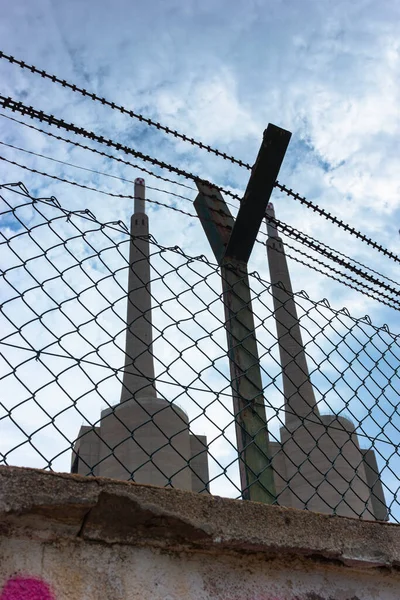 Oude Afgedankte Thermische Centrale Voor Productie Van Elektriciteit Barcelona Achter — Stockfoto