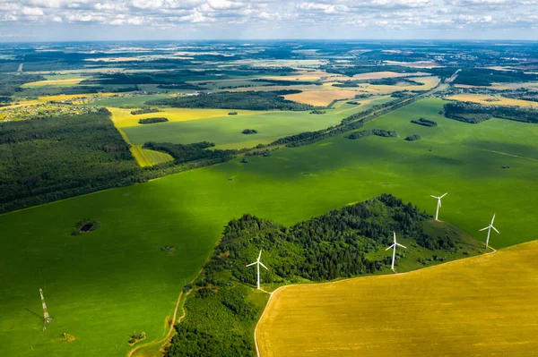 Windmills Background Forests Fields Windmill Nature Belarus — Stock Photo, Image