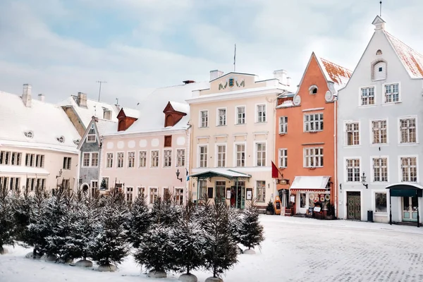 Зимний Вид Старый Город Таллинн Заснеженный Город Балтийского Моря Эстония — стоковое фото