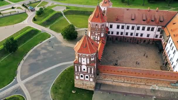 Veduta Aerea Del Castello Mir Bielorussia Veduta Aerea Castello Medievale — Video Stock