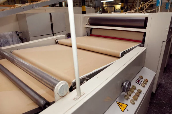 Fabrikada kurabiye yapmak için bir makine. Kurabiye hamurlu taşıyıcı bant.