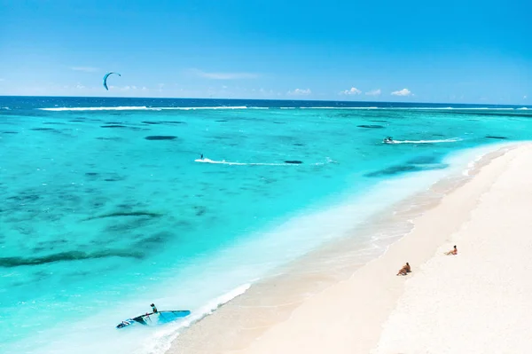 Widok Powietrza Plażę Morne Oceanie Indyjskim Wyspie Mauritius — Zdjęcie stockowe