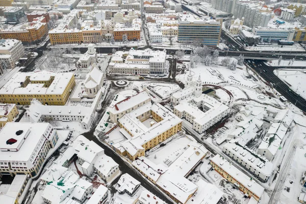 Snow Covered City Center Minsk Height Upper City Belarus — Stock Photo, Image