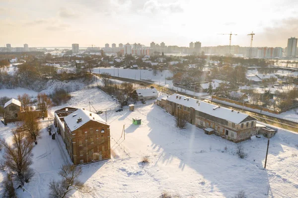 Заброшенные Старые Здания Зимнем Лошицком Парке Минск Беларус — стоковое фото