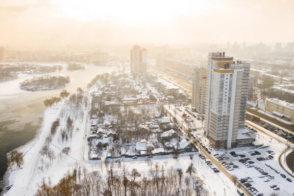 Winter River Svisloch Center Minsk Belarus — Stock Photo, Image