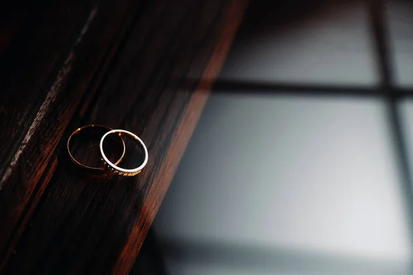 Primer Plano Dos Anillos Oro Para Una Boda — Foto de Stock