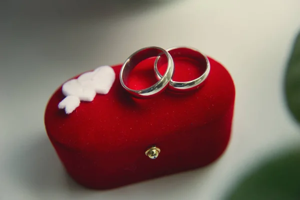 Wedding Rings Jewelry Box Wedding Ceremony — Stock Photo, Image