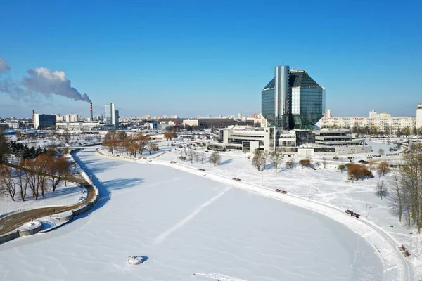 Вид Национальную Библиотеку Минске Зимой Беларусь Общественное Здание — стоковое фото