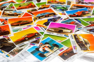 28 Mart 2021, Minsk, Belarus. Hobi olarak Oto Moto sakız ambalajları topluyorum..