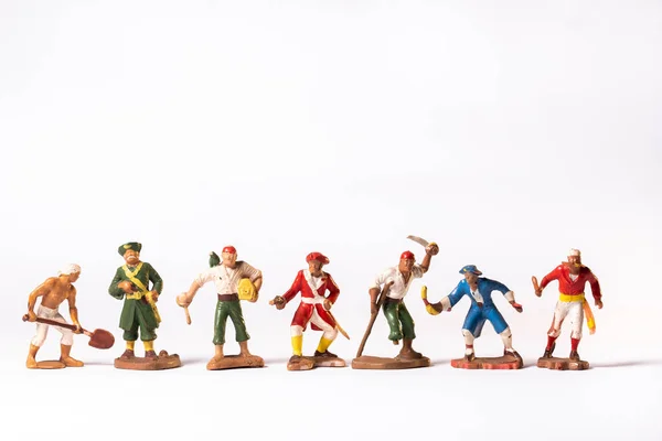 Vintage Pirata Brinquedos Isolados Fundo Branco — Fotografia de Stock