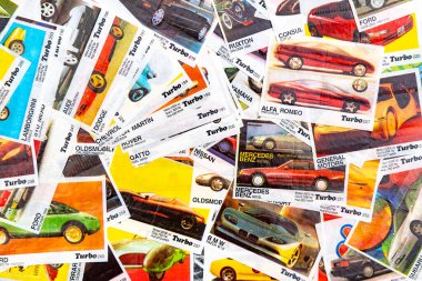 28 Mart 2021, Minsk, Belarus. TURBO sakızından antika ambalajlar toplamak hobi.