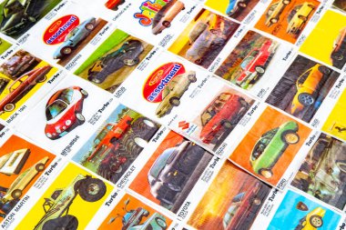 28 Mart 2021, Minsk, Belarus. TURBO sakızından antika ambalajlar toplamak hobi.