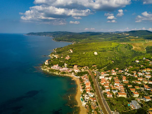 Top Udsigt Byen Promenaden Beliggende Castiglioncello Toscana Italien Livorno - Stock-foto