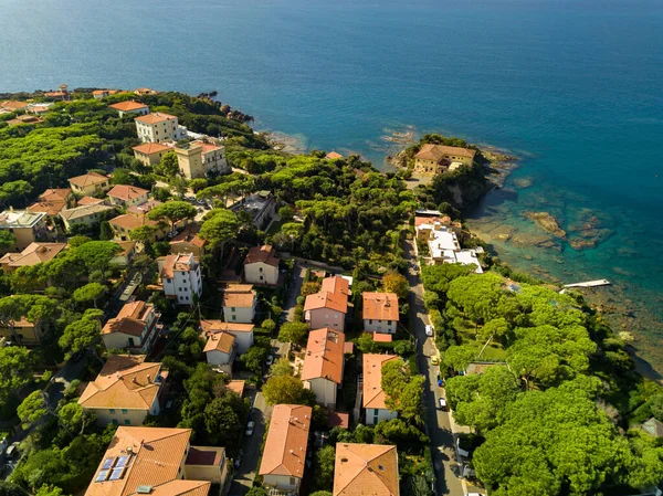 Vista Superior Ciudad Del Paseo Marítimo Situado Castiglioncello Toscana Italia — Foto de Stock