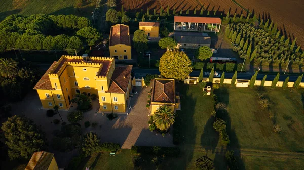 Bovenaanzicht Van Een Oude Gele Villa Toscaanse Regio Italië — Stockfoto