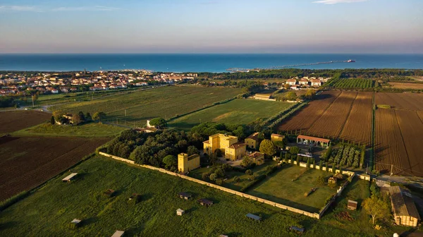 Top View Old Yellow Villa Tuscan Region Italy — стокове фото