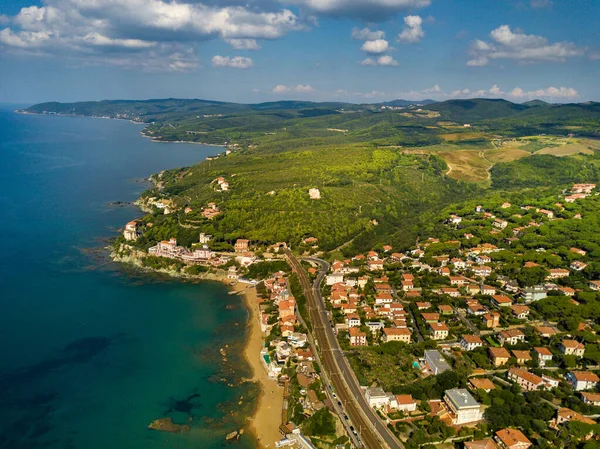 Vista Superior Ciudad Del Paseo Marítimo Situado Castiglioncello Toscana Italia — Foto de Stock