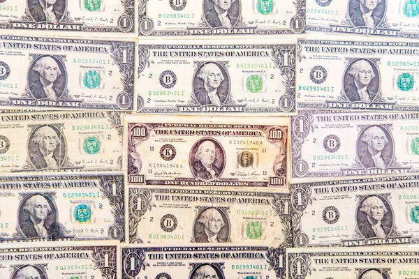 Vista Superior Los Billetes Ciento Dólar Hecho Como Fondo Textura —  Fotos de Stock