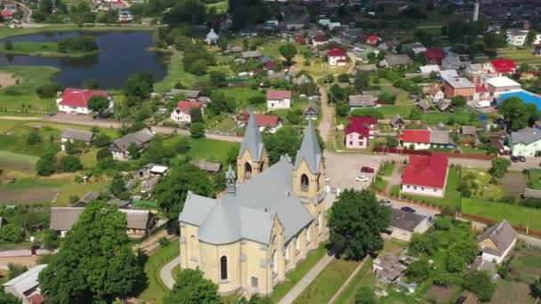 Catholic Church of St. Dominic and St. Mary the Virgin in Rakov.Belarus — Stock Video
