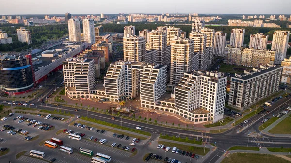 Vue Hauteur Nouveau Quartier Dans Ville Minsk Architecture Ville Minsk — Photo