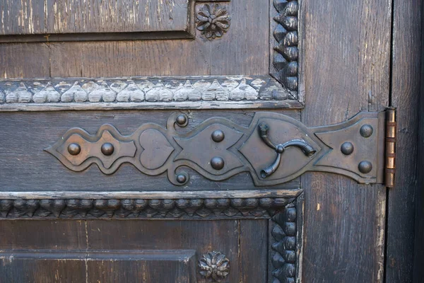 Part Old Wooden Door Stained Glass Pattern — Stock Photo, Image