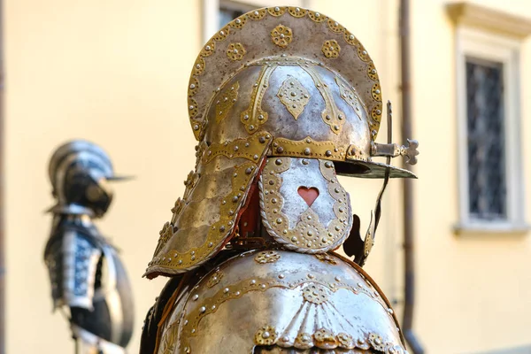 Древний Рыцарский Шлем Броней — стоковое фото