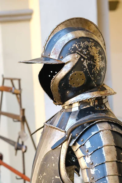 Antico Casco Cavaliere Con Armatura Concetto Medievale — Foto Stock