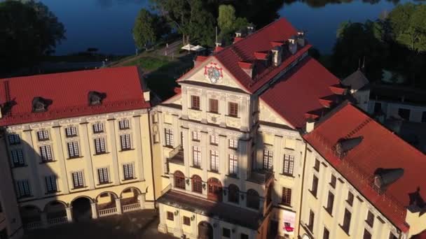 Top view of the Nesvizh Castle before sunset.Belarus — Stock Video