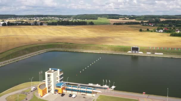 Top view of the Rowing Canal in the city of Zaslavl near Minsk.Belarus — Stock Video