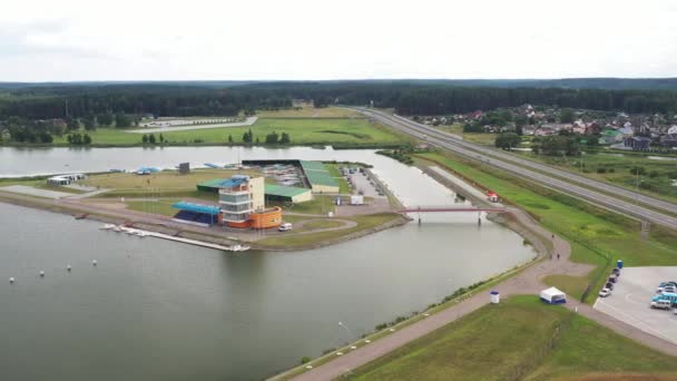 Top view of the Rowing Canal in the city of Zaslavl near Minsk.Belarus — Stock Video