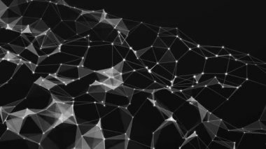 Noktalı ve çizgili soyut çokgen boşluk. Dinamik üçgen dalga arkaplanı. 3D görüntüleme. Kusursuz döngü. 4K