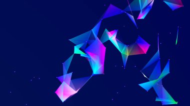 Soyut dijital iletişim noktaları. Teknolojik geçmiş. Ağ bağlantısı yapısı. Renkli pleksus etkisi. 3B görüntüleme