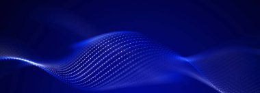 Karanlık bir arka planda güzel kıvrımlı dalga. Dijital teknoloji geçmişi. Ağ kavramı. 3B görüntüleme