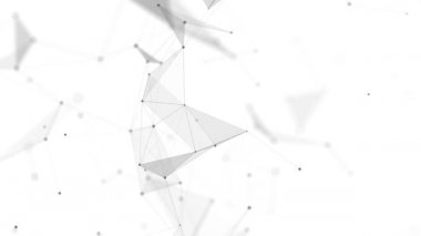 Noktalı ve çizgi hareketli soyut çokgen boşluk. Veri teknolojisi ve bilimsel çizim. 3D görüntüleme. Kusursuz döngü. 4K