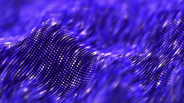 Bilim kurgu geçmişi. Birçok parçacığın olduğu dijital dalga. Festival sunumu için şablon. 3d