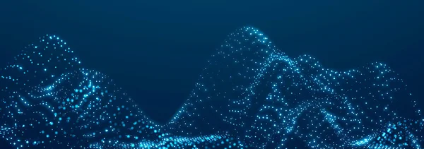 Цифрова Хвиля Крапками Абстрактний Фон Динамічної Хвилі Технологічний Науковий Банер — стокове фото
