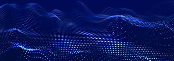 Digital wave with meny dots. Abstract backdrop of dynamic wave. Technology or science banner. 3d rendering
