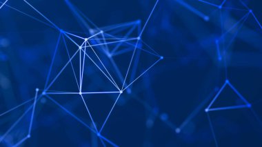 Noktalı ve çizgili çokgen arkaplan. Ağ bağlantısı yapısı. Bilim ve teknoloji. 3d oluşturma