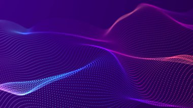 Puanlı fütüristik dalga. Büyük veri. Dinamik dalga arka planı. Teknoloji arka planı. 3d oluşturma
