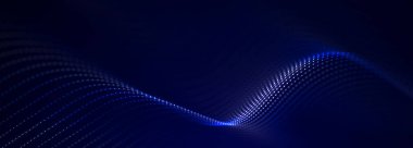 Puanlı fütüristik dalga. Büyük veri. Dinamik dalga arka planı. Teknoloji arka planı. 3d oluşturma