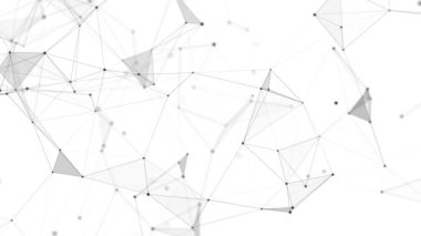 Noktalı ve çizgi hareketli soyut çokgen boşluk. Veri teknolojisi ve bilimsel çizim. 3D görüntüleme. Kusursuz döngü. 4K