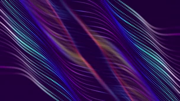 Futuristiske Bølger Med Mange Prikker Abstrakt Bevegelsesbakgrunn Fargede Prikker Teknologi – stockvideo