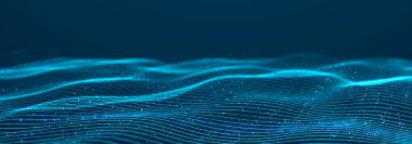 Noktalı ve çizgili dijital manzara. Siber uzay şebekesi. Tasarımın için arka plan konsepti. 3d oluşturma