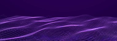 Noktalı ve çizgili dijital manzara. Siber uzay şebekesi. Tasarımın için arka plan konsepti. 3d oluşturma