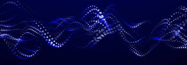 Puanlı fütüristik dalga. Büyük veri. Dinamik dalga arka planı. Teknoloji arka planı. 3d oluşturma