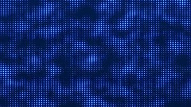 Parlayan noktaları olan soyut bir arkaplan. Ses dalgası elemanı. Müzik için dengeleyici. Teknoloji ya da bilim. 3D görüntüleme. Kusursuz döngü. 4k