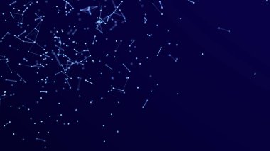 Üç boyutlu küp doğrular ve noktalar. Koyu arkaplanda çokgen bir element var. Bilim ve teknoloji. 3d oluşturma.