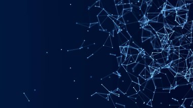 Üç boyutlu küp doğrular ve noktalar. Koyu arkaplanda çokgen bir element var. Bilim ve teknoloji. 3d oluşturma.