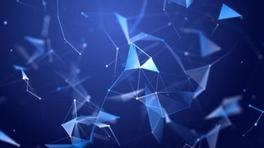 Noktalı ve çizgi hareketli soyut çokgen boşluk. Veri teknolojisi ve bilimsel çizim. 3D görüntüleme. Kusursuz döngü. 4K