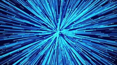 Soyut kozmik patlama. Parlayan neon ışınlarının hareketi. Hiper atlama. Parlak patlama. 3d oluşturma